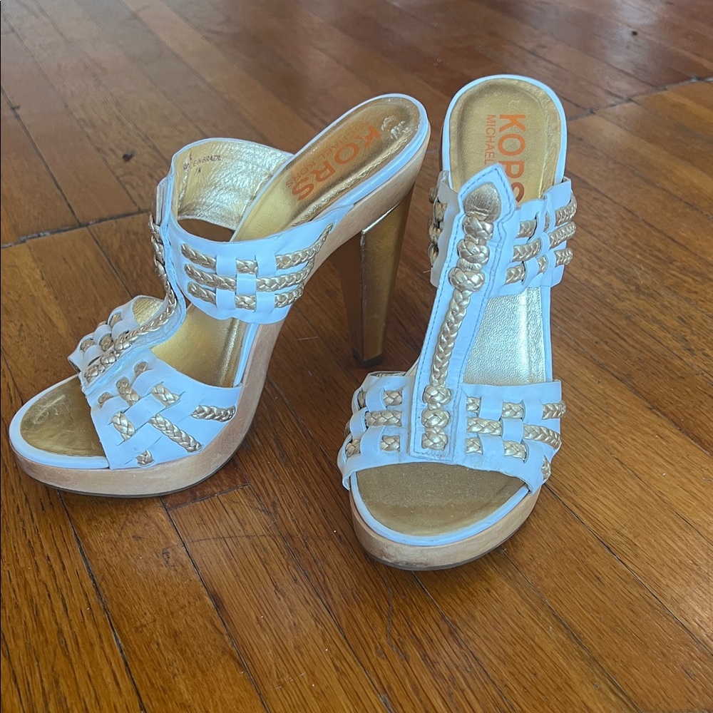 KORS Michael Kors Gold and White Women's Heels
